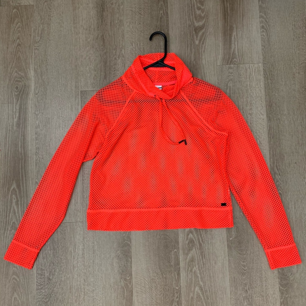 Donna Karan Vibrant Pink Mesh Hoodie